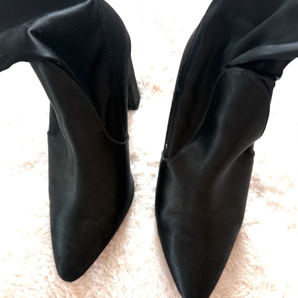 Express Black Satin Ankle Sock Boot Booties Size 8 - Picture 8 of 9